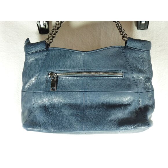 Genuine Soft Leather Blue Women's Chain Tote Bags Hand Bag Purse Elegant New - Picture 1 of 8
